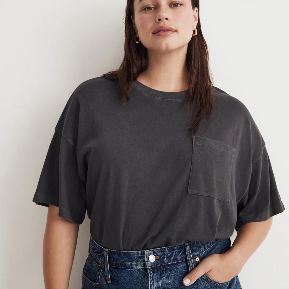 Madewell — Garment-Dyed Oversized Pocket Tee — Size XL